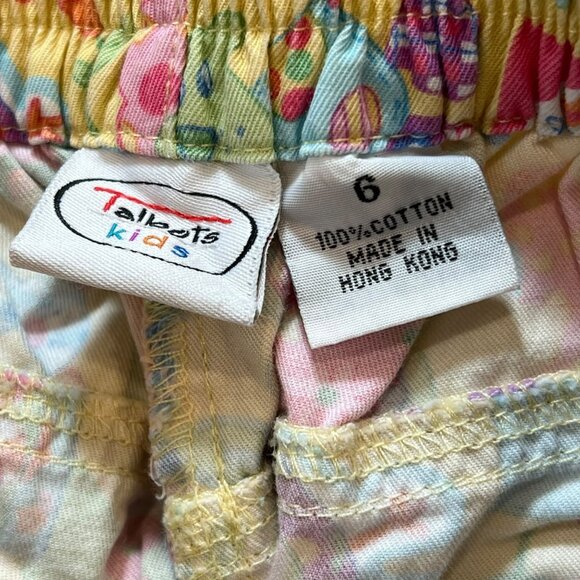 Talbots Kids Collage Print Spring Plants Design Yellow Girls Vintage Pants 6 - Picture 4 of 7